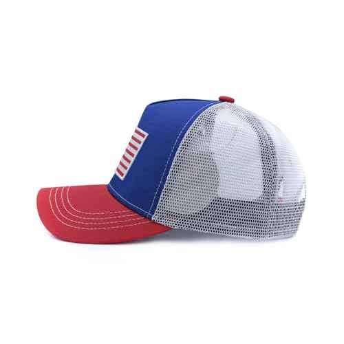 American Flag Trucker Hat, Snapback Mesh USA Flag Baseball Caps, 4th of July for Men Women