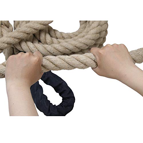 Outdoor Climbing Rope for Fitness & Strength Training, 20 ft with Hook, 1.5 Inch Diameter
