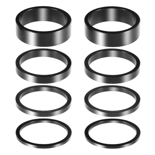 8 PCS Bicycle Headset Spacer, 4 Sizes Aluminium Alloy Bike Handlebar Stem Spacers Threadless Fork Washer Fit for 1 1/8-Inch Stem 2mm 3mm 5mm 10mm