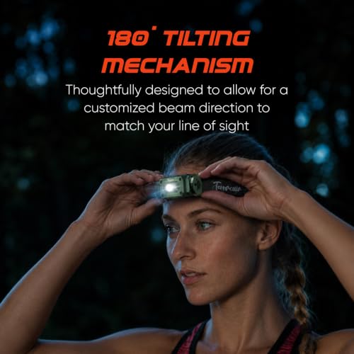 Rechargeable LED Headlamp 740 Lumens with UV & Red Light, Waterproof Hard Hat Light for Hunting Camping Fishing
