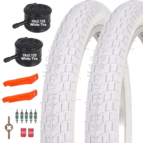Kids 18 Inch Bicycle Tire and Tube Set - White, 2.125 Size, All Terrain