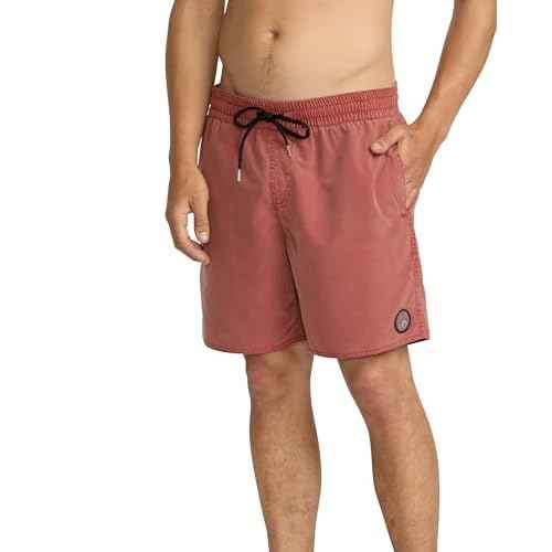 Volcom Mens 17" Elastic Waist Surf Swim Trunks ? Quick-Dry Boardshorts with Drawstring and Back Pocket