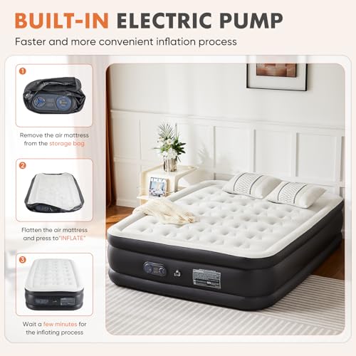 OLIXIS Twin Air Mattress - 16 Inch Double Height Inflatable Bed with Built-in Pump