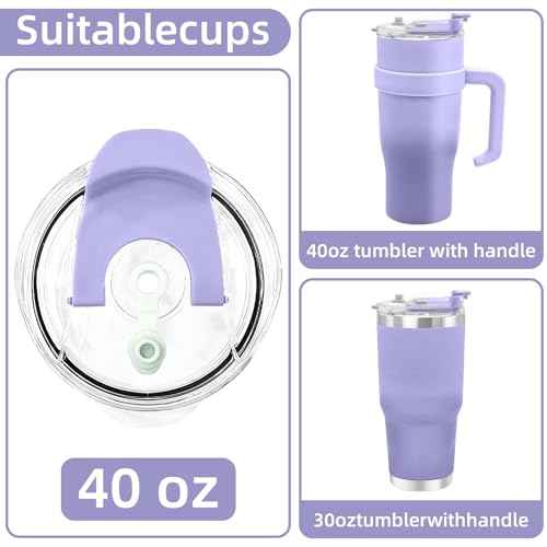 30/40 oz Tumbler Replacement Lids,1pack Spill Proof Straw Lids for YETI,Old Style RTIC,Ozark Trail and More,for Travel Tumblers,Stainless Steel Tumblers,Straw and Sippy Friendly(Purple)