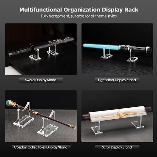 SANRUI Acrylic Sword Stand 4 Inch Adjustable Lightsaber Display 2 Set Clear