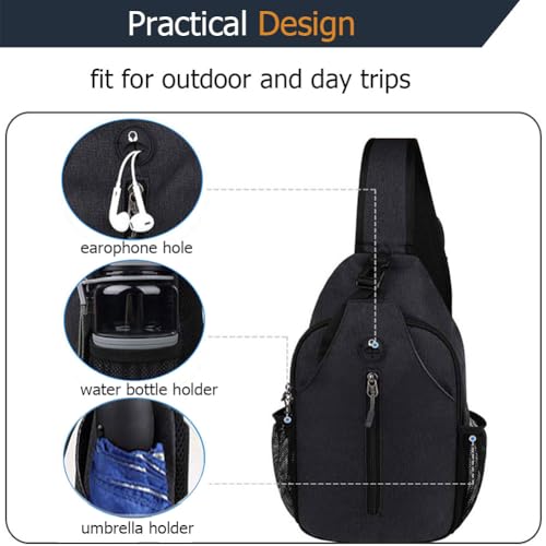 Tautrophen Crossbody Sling Bag Chest Daypack Small Shoulder Backpack Casual Multipurpose for Hiking Travel Men Women