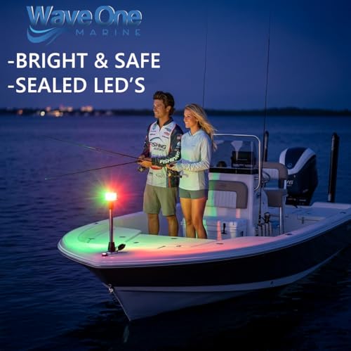 12-Inch Marine LED Bow Navigation Light - Bi-Color Waterproof, Removable, 1NM Visibility