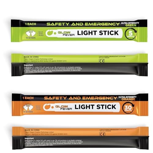 Glow Fever Super Bright Emergency Safety Military Grade Glow Sticks with 30 Minutes Duration. Great for Concerts Live Events, Camping, Dancing, Weddings and Summer Vacation (Orange, 10PCS)