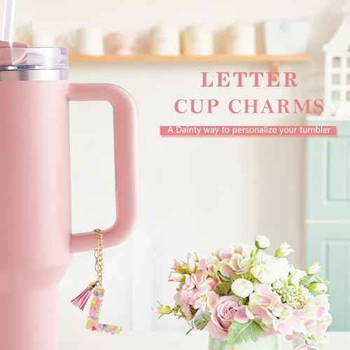 Letter Charm Accessories for Stanley Cup 1 PCS Cute Initial Keychain Handle Charm for Stanley Tumbler for Women
