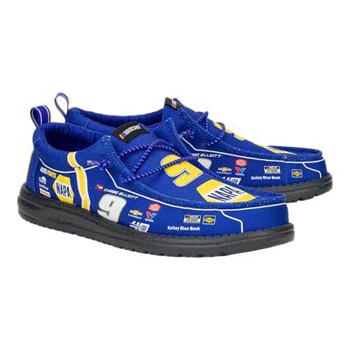 HEYDUDE Men's Wally NASCAR Slip-On Loafer - Blue Multi, Breathable Mesh Upper