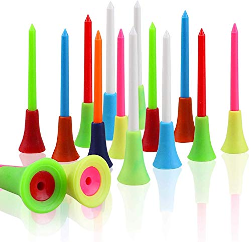 Rubber Cushion Top Plastic Golf Tees 2-3/4 Inch Pack of 50 - Mixed Colors