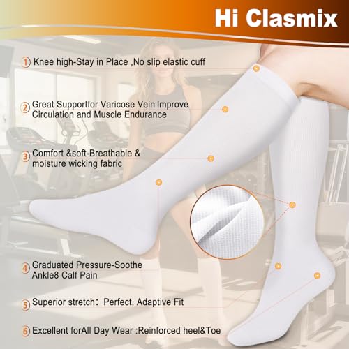 Graduated Compression Socks for Men & Women 20-30mmHg Knee High Stockings
