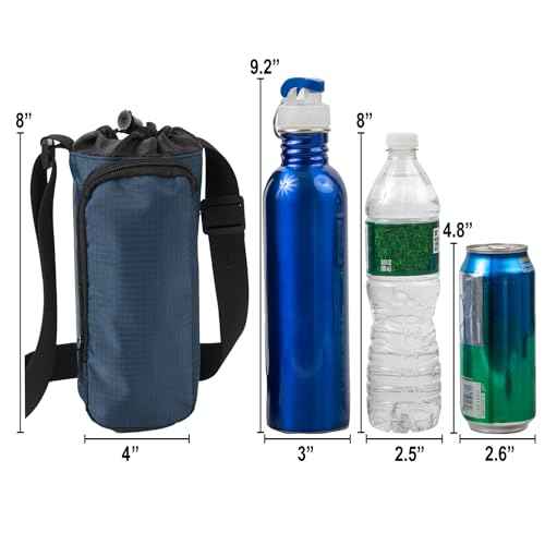 Trail maker Water Bottle Carrier Bag with Strap, Phone Pocket for Walking, Runs, Bike, Stainless Steel, Glass, Plastic