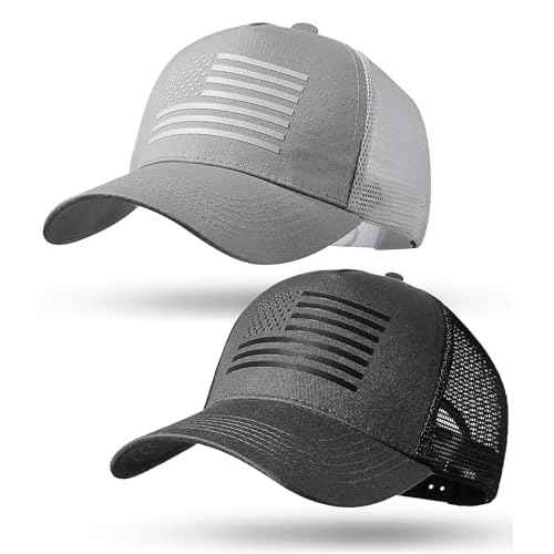 American Flag Trucker Hat Baseball Cap Snapback Fitted Hats for Men Women Snap Closure Design Breathable Mesh Side Durable