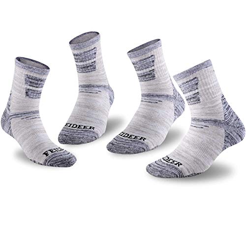 FEIDEER Men's Hiking Walking Socks, Multi-pack Wicking Cushioned Outdoor Recreation Cotton Quarter Crew Socks