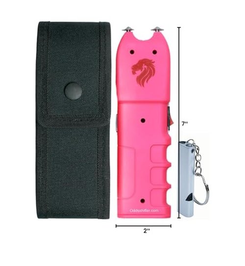 Odds Shifter - Flashlight Stun Gun for Women Self Defense and Emergency Whistle - 1.62 uC Charge, 120 Lumens, Anti Grab Strips, Rubber Coated Grip