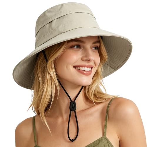 Zooron Sun Hat for Men Women Beige Detachable Compass UPF 50+ Boonie Hat