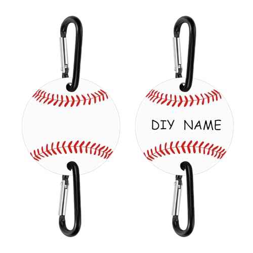2 Pack Baseball Bag Fence Hooks ? Thick Fence Clips with Writable Acrylic Plates ? Dugout Organizer for Baseball Gear, Backpacks, Helmets, Bottles, Great Gift for Players & Friends