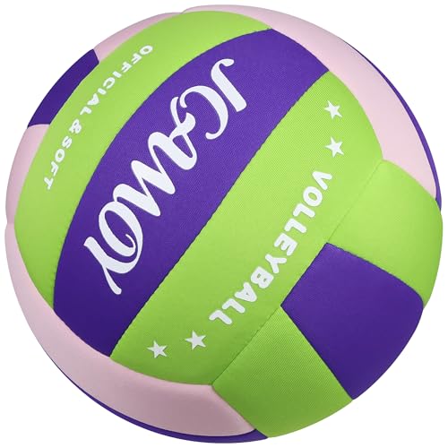 Indoor Soft Volleyball - Standard Size - Green Pink Purple - Noise-Reducing & Durable