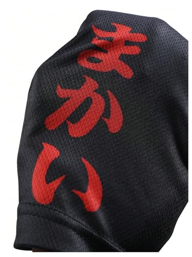 Men's 2 in 1 Gym Shorts with Letter Print & Pockets - Large / Black