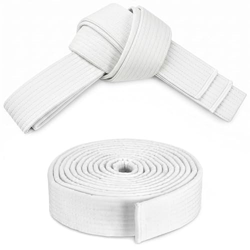 White Karate Belt for Women 86.6 Inch Long Martial Arts Belt Polyester Cotton Blend