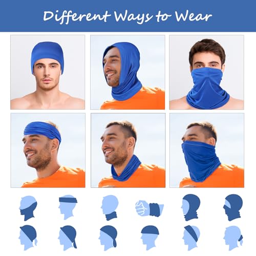 Geyoga 6 Pieces Summer UV Protection Cooling Neck Gaiter Face Clothing Neck Gaiter Mask Scarf Sunscreen Breathable Bandana