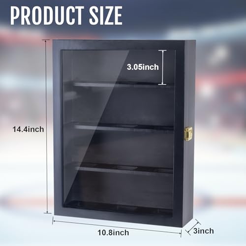 12-Piece Hockey Puck Display Case Wall Mount with Acrylic Door - Wall Decor