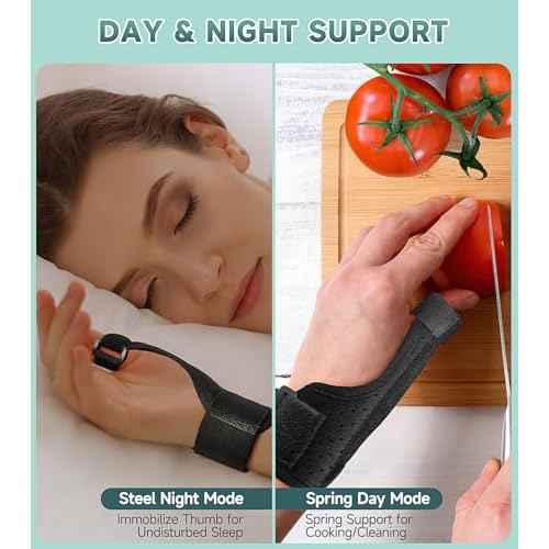 Thumb Brace Right Left Hand - Choose Spring Stabilizer or Aluminum Spica Splint Support for Arthritis,Trigger Finger,Tendonitis,CMC Joint Pain Relief, Adjustable Wrist/Finger Strap for Women Men