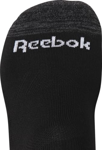 Reebok Men's Quarter Socks with Arch Support - Black 6 Pack