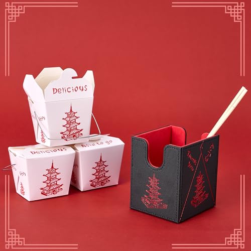Venssu Chinese Takeout Deck Box for TCG Cards - Black & Red