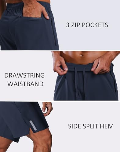Men's Athletic Running Shorts 7 Inch Quick Dry with Zip Pockets