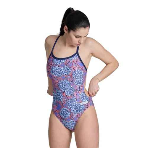 ARENA Women's Hydrangea Bouquet Challenge Back-Chlorine Resistant Swimwear for Competition, Race Training