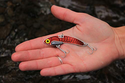 SteelShad Red Lipless Crankbait Fishing Lure for Bass, Walleye & Trout - 3/8 oz