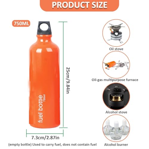 Aluminium Fuel Bottle 750ml - Camping Fuel Container, Leak-Proof Oil Storage Can with Durable Aluminum Construction for Outdoor Use