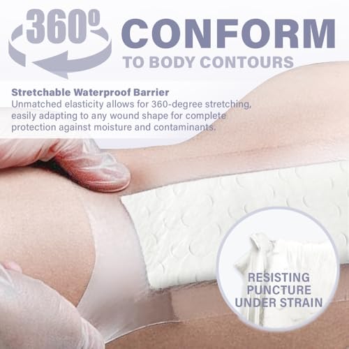 Everlit Post-Surgical Waterproof Adhesive Dressing 4x8 Inches - Hypoallergenic Silicone Bandage Pack of 5