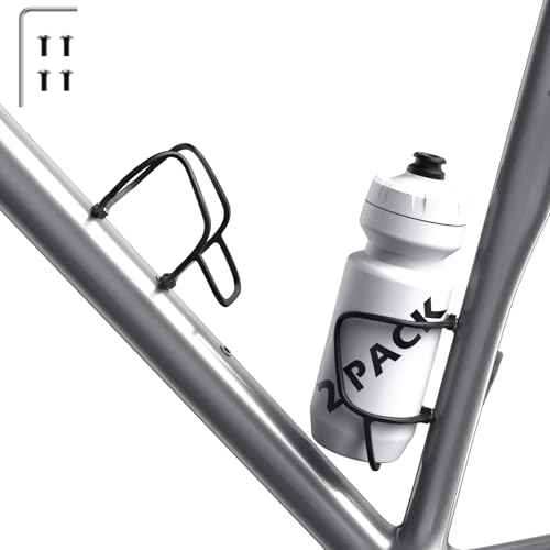 Mixed 2-Pack Bike Water Bottle Holder Cage - Carbon Fiber Reinforced, Only 12g - Universal Bike Cup Rack for Road & MTB Bicycles with Secure, Includes Screws & Tool for Easy Installation (Black)
