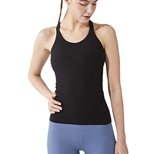 Sphinx Cat Yoga Racerback Tank Top with Built-In Padded Sports Bra - Black, Size 4