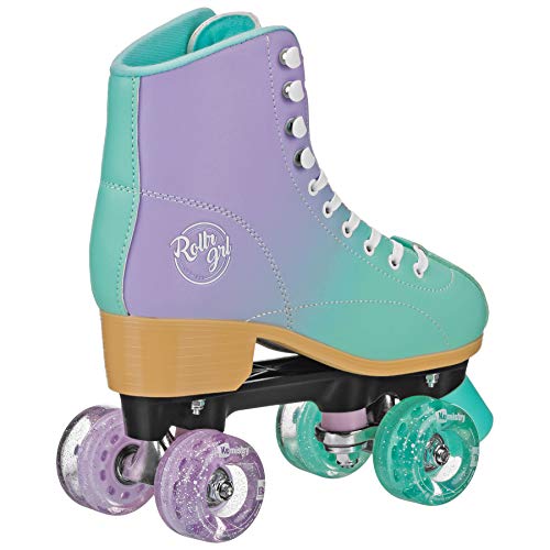 Colorful Freestyle Roller Skates for Women Men - Mint & Purple, Size 9