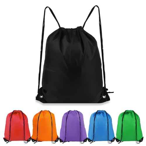 Drawstring Backpack 6 Colors Drawstring Bags, Draw String Back Bag Drawstring Bags Bulk for Sports, Gym, Travel, Swimming, Beach (6 PACK)