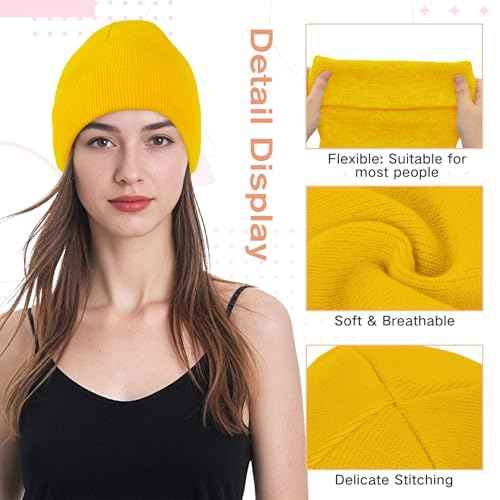 American Trends Unisex Beanie Hat Warm Winter Hats Soft Knit Hat Plain Skull Caps for Men Women Lightweight Beanie