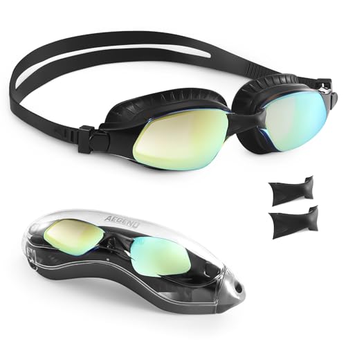 Aegend Swim Goggles, Swimming Goggles with Upgraded Anti-Fog Technology, No Leaking Soft Silicone For Adult Women Men Youth