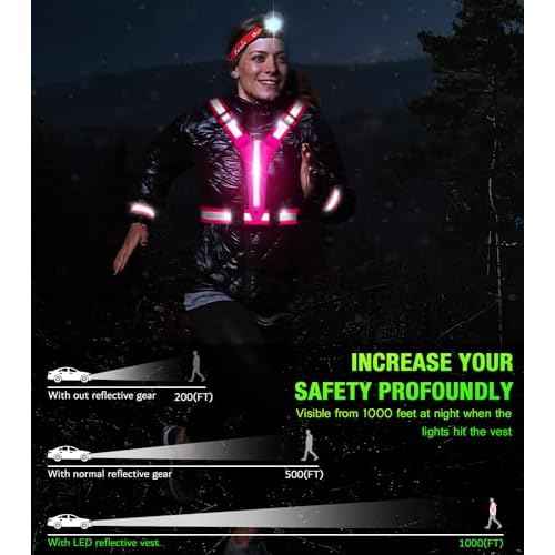 Led Light Up Running Vest Reflective Vest for runners night walking, Rechargeable Reflective Running Vest High Visibility
