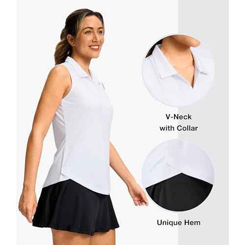 G Gradual Sleeveless Golf Shirts for Women Collared V Neck Tennis Tank Top Cooling Polo UPF 50+ Quick Dry Lightweight