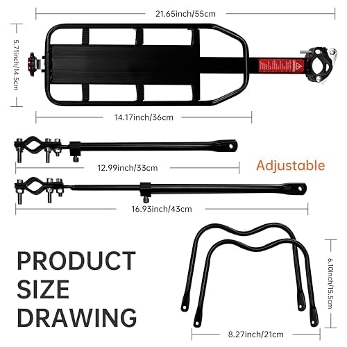 Aikolesa Rear Bike Rack, Aluminum Alloy Bike Cargo Pannier Rack for Back of Bike 110 Lb Quick Release Bike Reflective Adjustable Luggage Touring Carrier Cargo Rack Mountain Road Bicycle Rack