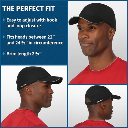 TrailHeads Men's Race Day Running Hat - Black, Quick Dry & Moisture Wicking