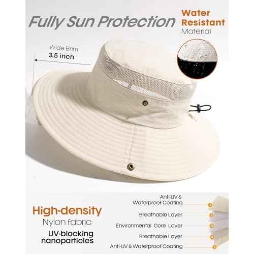 FURTALK Sun Hats for Women with Ponytail Hole Beach Hiking Summer Wide Brim Outdoor UV Protection Packable Bucket Safari Hat
