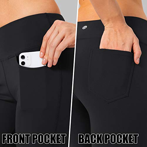 Women's Yoga Pants with Pockets Flare Leggings High Waist Casual Dress Pants - Medium Black
