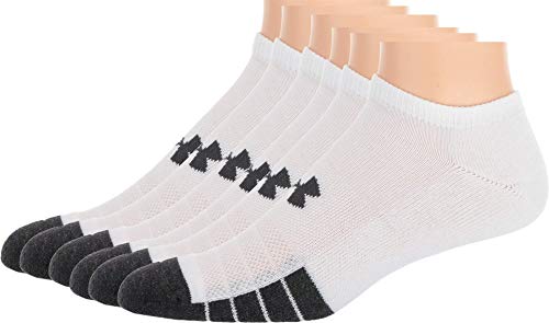 Under Armour Performance Tech No Show Socks 6 Pairs - White Large