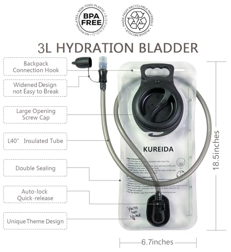 3L Waterproof Hydration Bladder - White, Leak Proof Water Reservoir for Cycling Hiking Camping