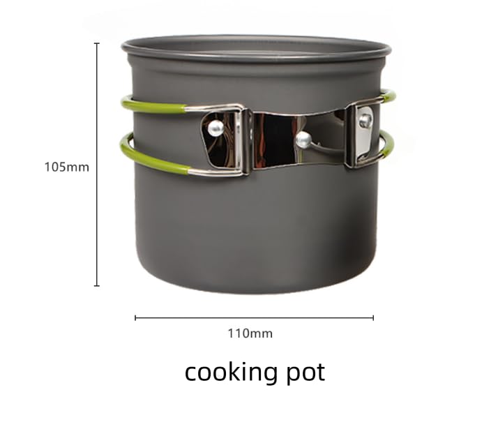 JIAOLUOLI Outdoor Set of pots for 1-2 Persons Camping Cookware Backpacking Stove Mess Kit – Camping Cooking Set - Camping Pots and Pans Set - Camping Accessories Equipment (Orange)